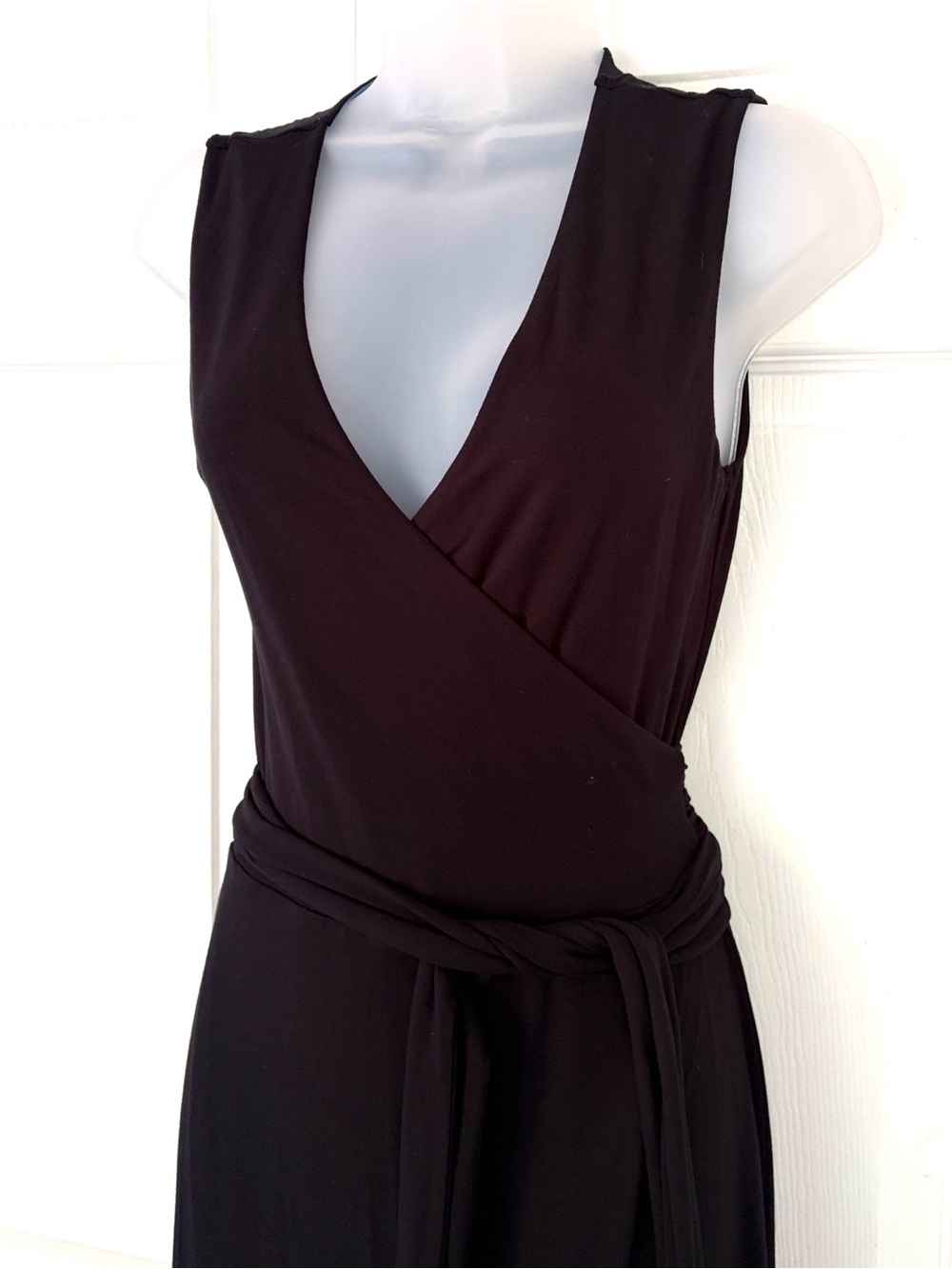 Boden Black Stretchy Wrap Dress Sleeveless Maxi Dress Size 4